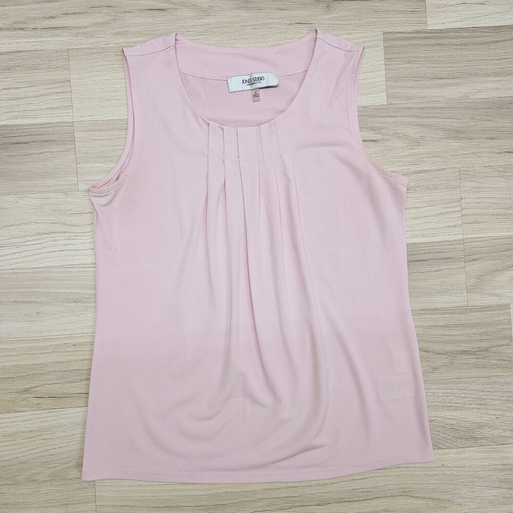 JONES STUDIO Womens Pink Pleated Tank Blouse Size Small
